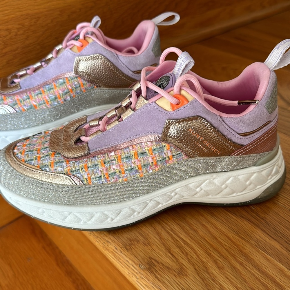 Kurt Geiger London Kensington Sneaker Tennis Shoes in Pink Purple Thick Sole